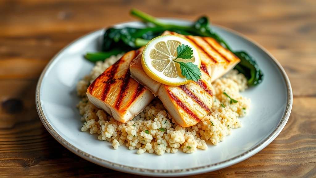 Delicious Grilled Salmon with Quinoa and Spinach for Heart Health